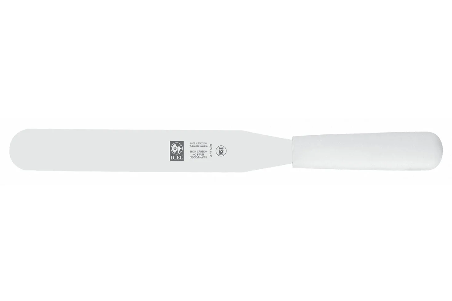 Spatule droite professionnelle Icel inox manche PP blanc