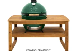 Table en bois d'eucalyptus pour barbecue Big Green Egg XLarge