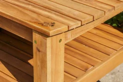 Table en bois d'eucalyptus pour barbecue Big Green Egg XLarge
