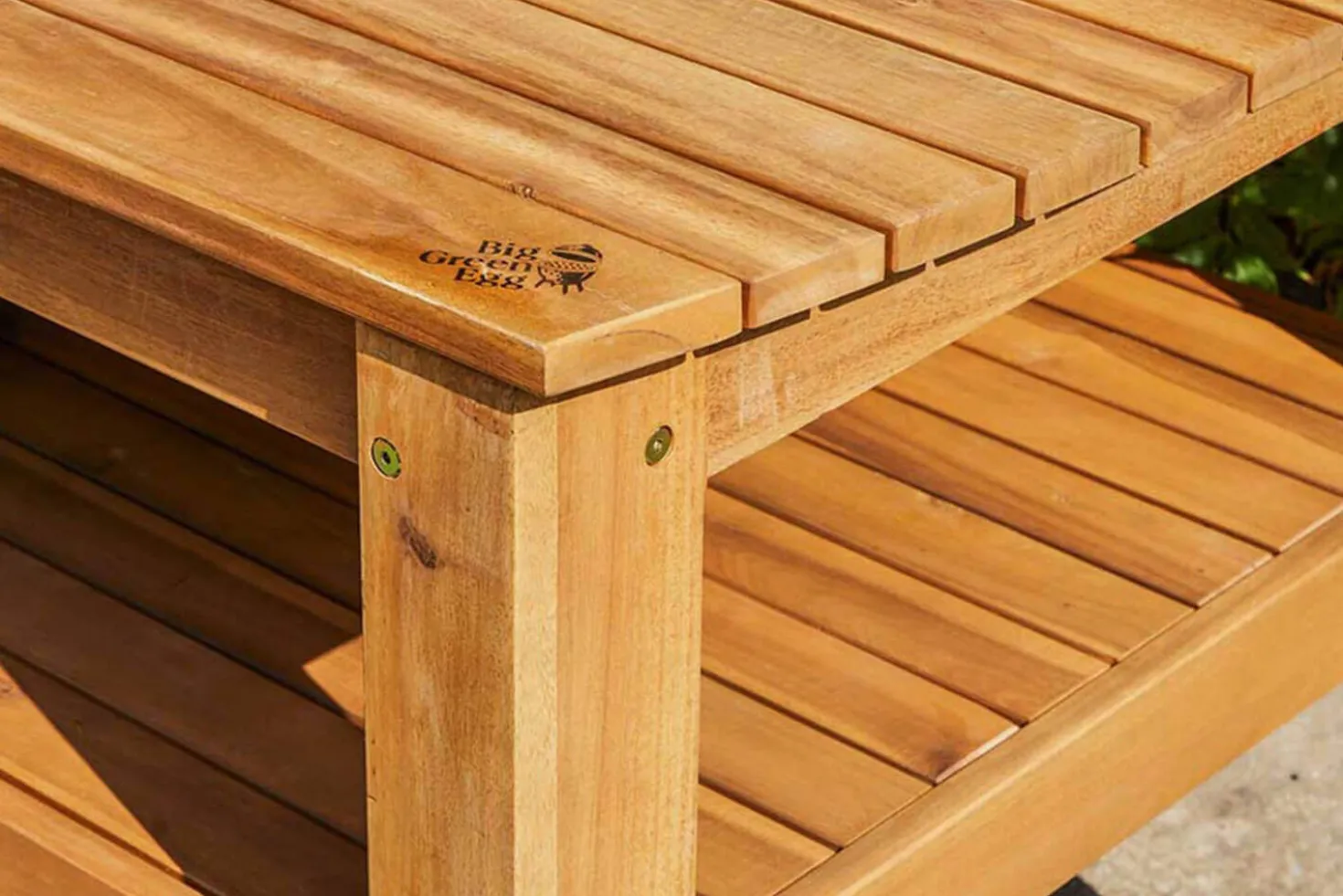 Table en bois d'eucalyptus pour barbecue Big Green Egg Large