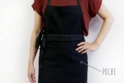 Tablier valet professionnel 100% coton noir 100 x 100cm