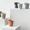Tasse Revol Cappuccino Froissé 18cl en porcelaine Bleu Mistral