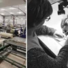 Torchon écru bandes tricolores Tissage de l'Ouest Yolande fabriqué en France - À la française