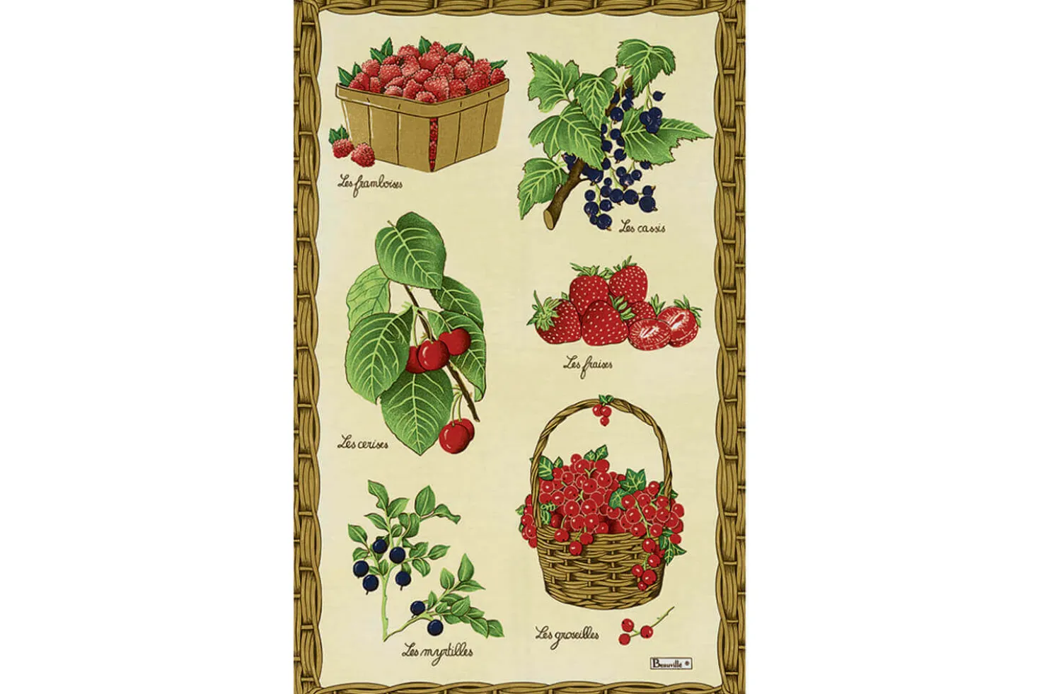 Torchon de cuisine Beauvillé Fruits Rouges fabriqué en France 50x80cm