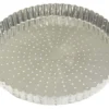 Tourtière ronde cannelée perforée Gobel fer blanc fond fixe
