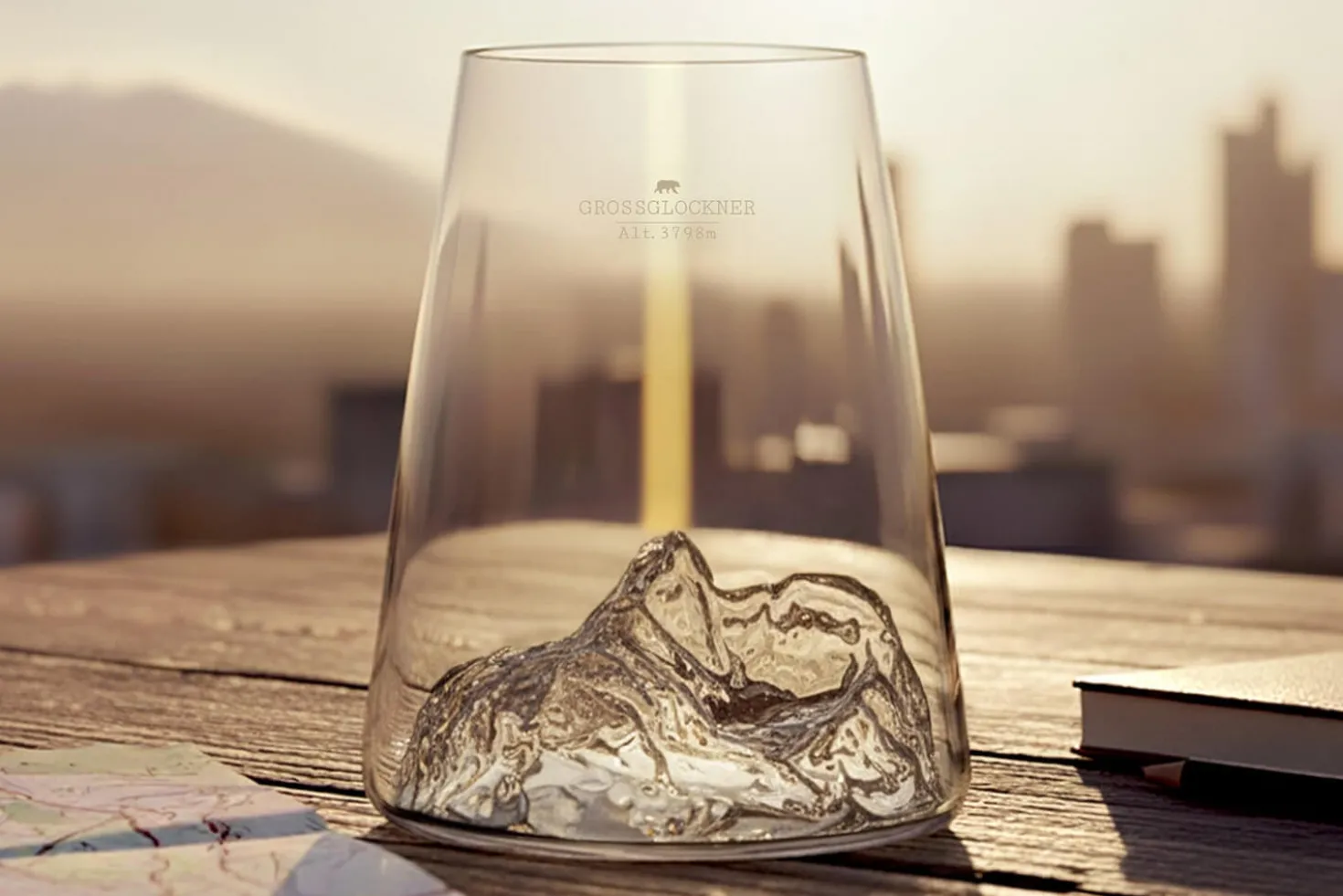 Verre à spiritueux long Alaskan Maker Topographic Grossglockner en verre cristallin