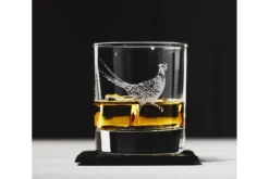 Verre à whisky avec dessous de verre Selbrae House - Motif faisan