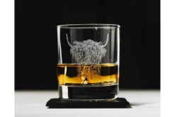 Verre à whisky avec dessous de verre Selbrae House - Motif vache