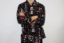 Veste de cuisine unisexe Egochef Sushi caractères japonais kimono 100% coton à manches longues