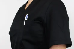 Veste de cuisine unisexe Egochef Leonardo noire polyester et coton à manches courtes
