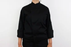 Veste de cuisine unisexe Egochef Cheap Air Plus noire polyester et coton à manches longues
