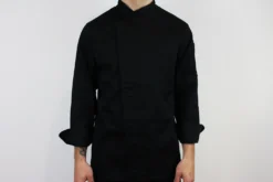 Veste de cuisine unisexe Egochef Cheap Air Plus noire polyester et coton à manches longues