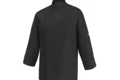 Veste de cuisine unisexe Egochef Ottavio Air Plus noire 100% microfibre à manches longues