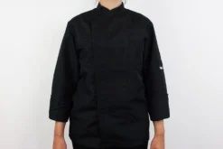 Veste de cuisine unisexe Egochef Ottavio Air Plus noire 100% microfibre à manches longues