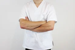 Veste de cuisine unisexe Egochef Leonardo blanche 100% coton à manches courtes