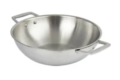 Wok Cristel Castel'Pro en acier inoxydable 18/10 3 ply avec 2 anses fixes