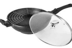 Wok en fonte Pradel Excellence Premium 32cm façon pierre tous feux/ induction